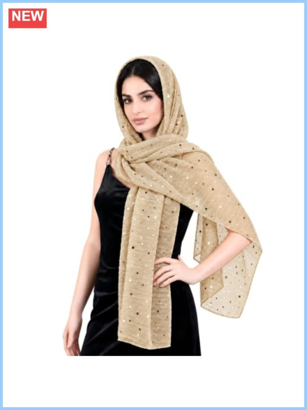 Sequin Shawl Wrap Sheer Mesh Scarf Headscarf Hijab for Women